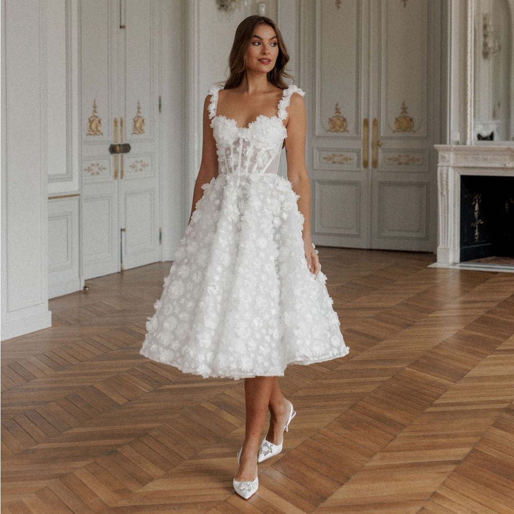 Rosie Etienne “Peony” - Elegant White Floral Midi Dress